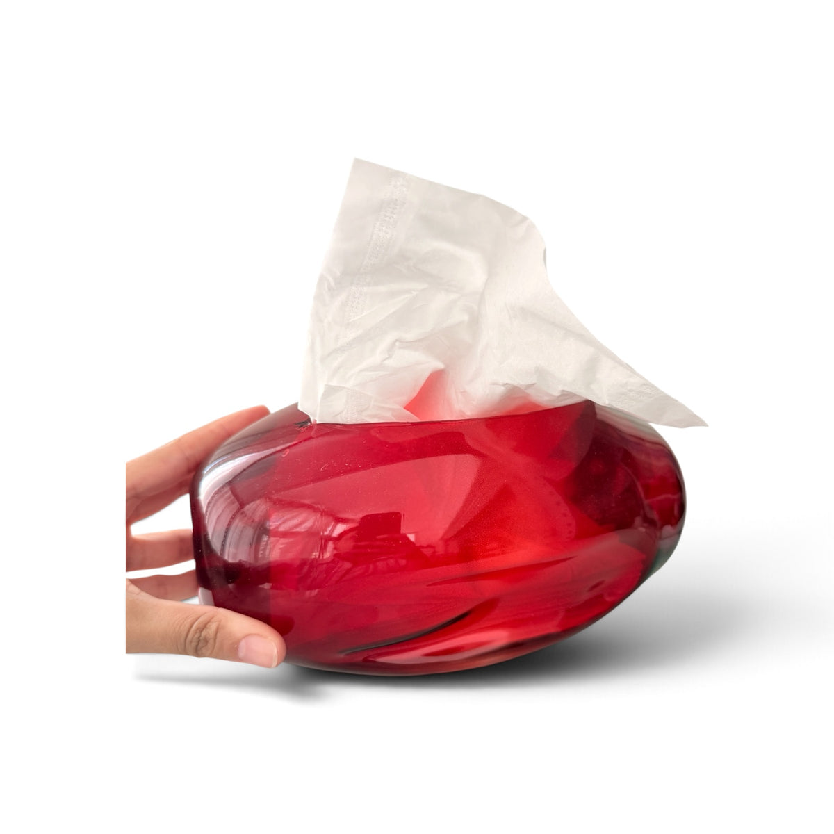 Pebble Glass Tissue Box(2-red)-second grade فرز تاني