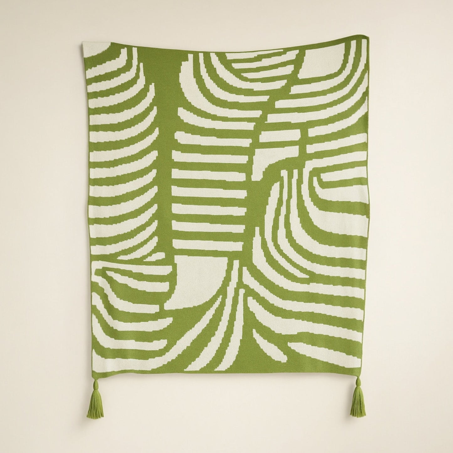 Ruhe Throw Blanket Light Green(reversible design)