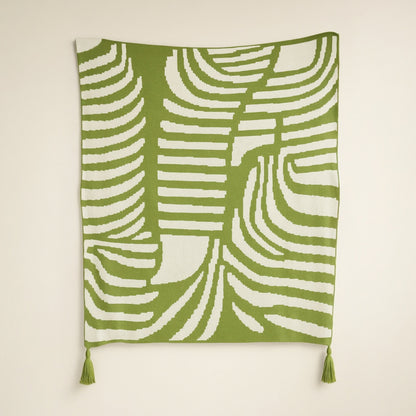 Ruhe Throw Blanket Light Green(reversible design)