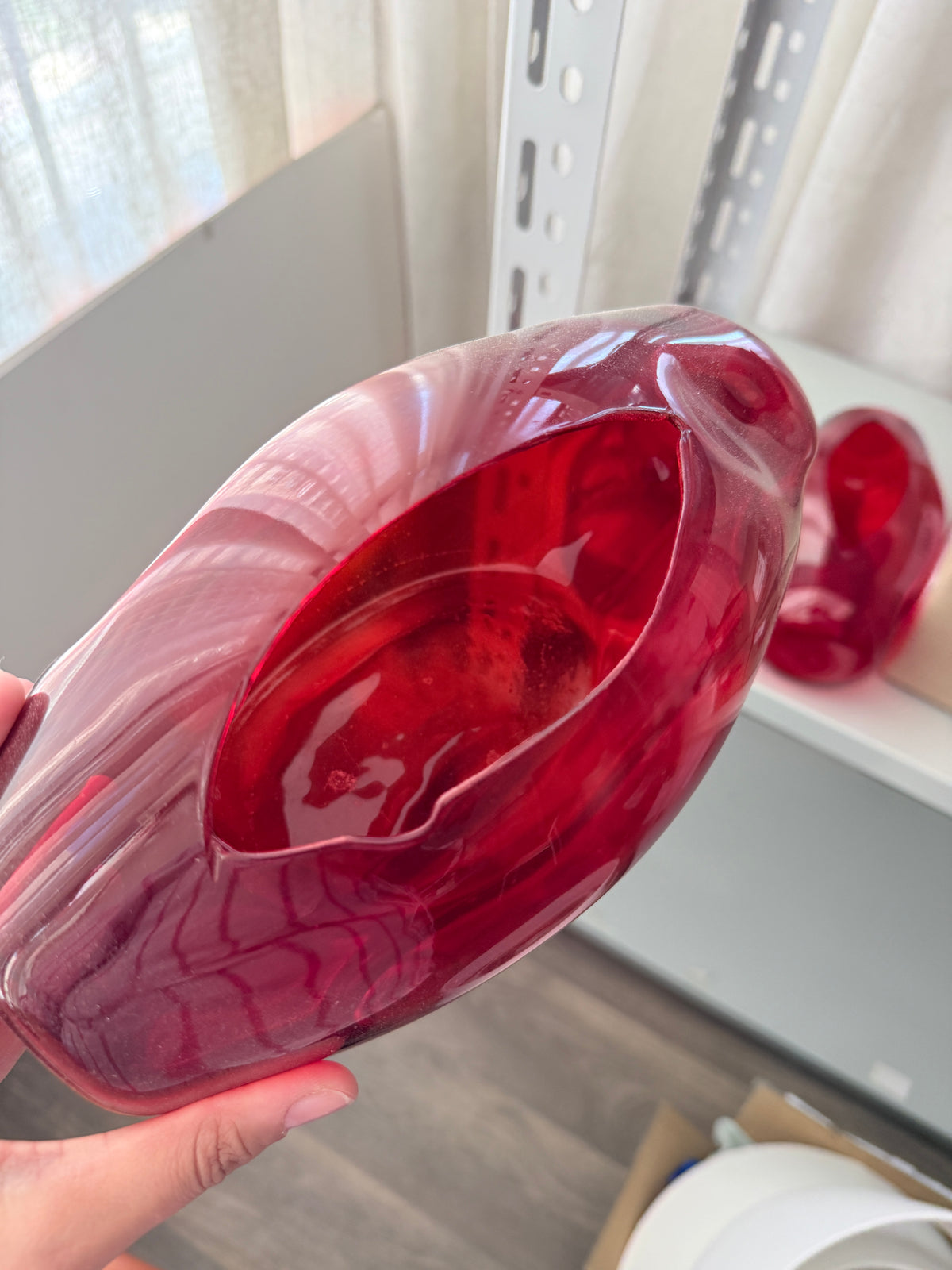 Pebble Glass Tissue Box(2-red)-second grade فرز تاني (Copy)